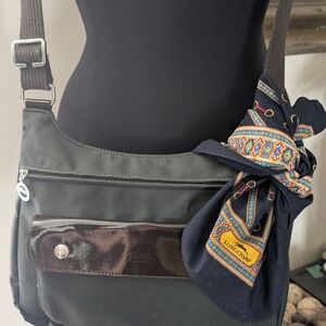 Longchamp Green Nylon Crossbody Bag with Accent Scarf